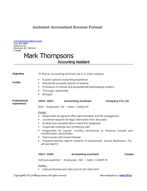 Assistant Accountant Resume Examples – 32+ Free。